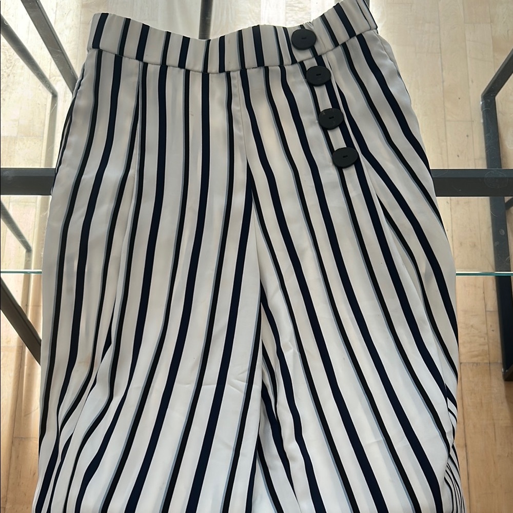 Zara Black and White Striped Pants